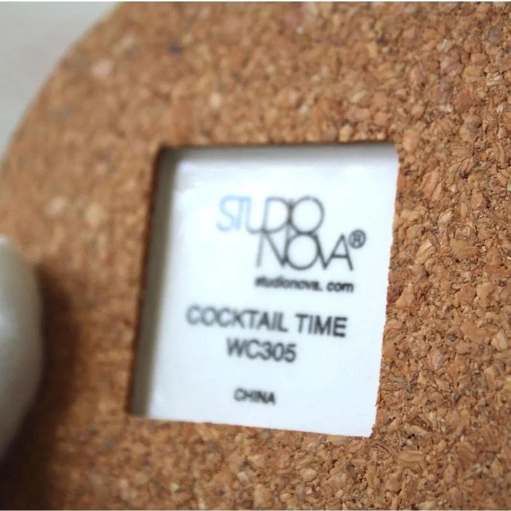 Studio Nova Cocktail Time Coasters Set of 4 Ceramic Cork WC305 Martini Margarita